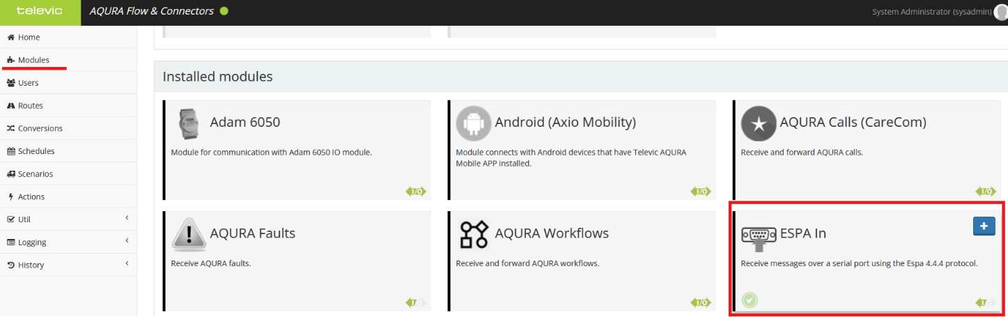 Activation module ESPA