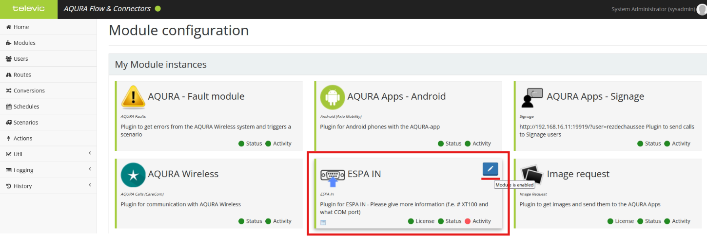 Configuration port série