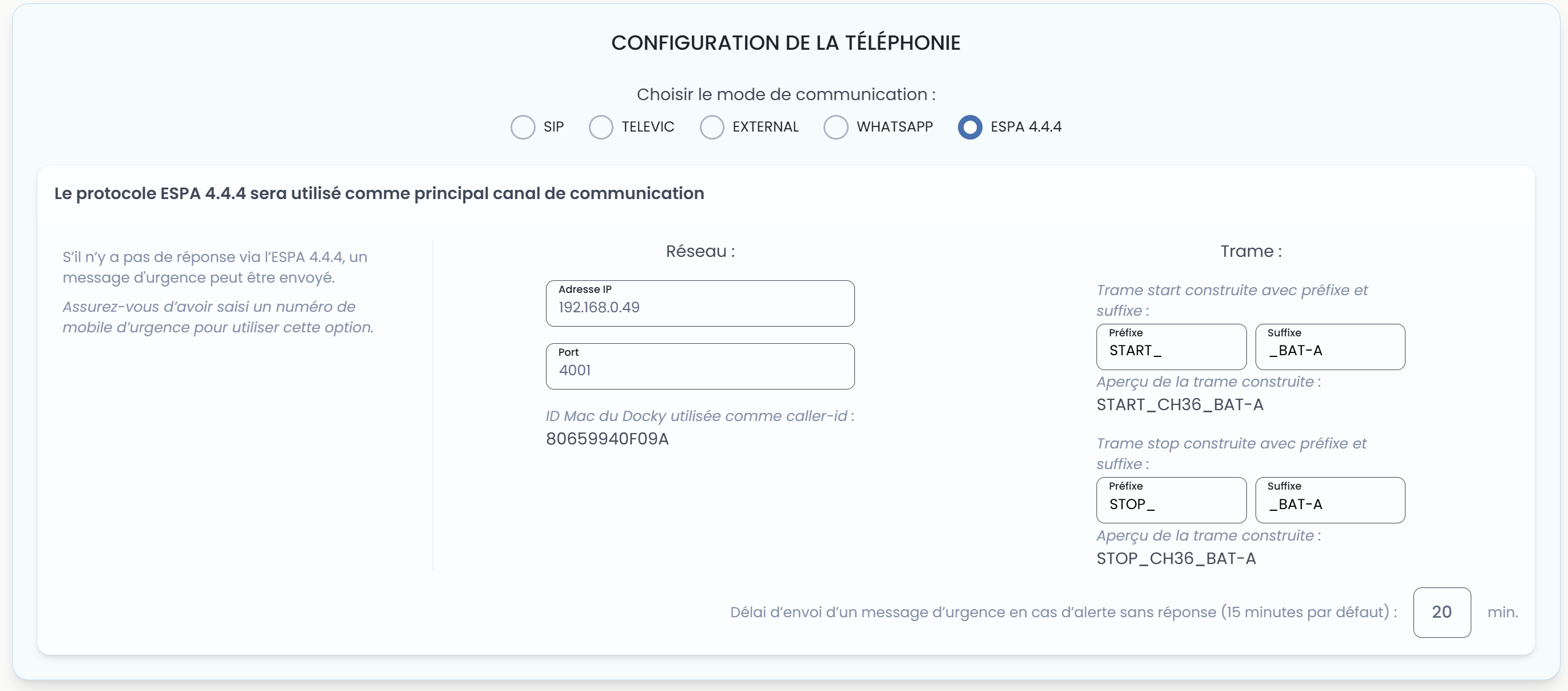 Configuration ESPA WebApp