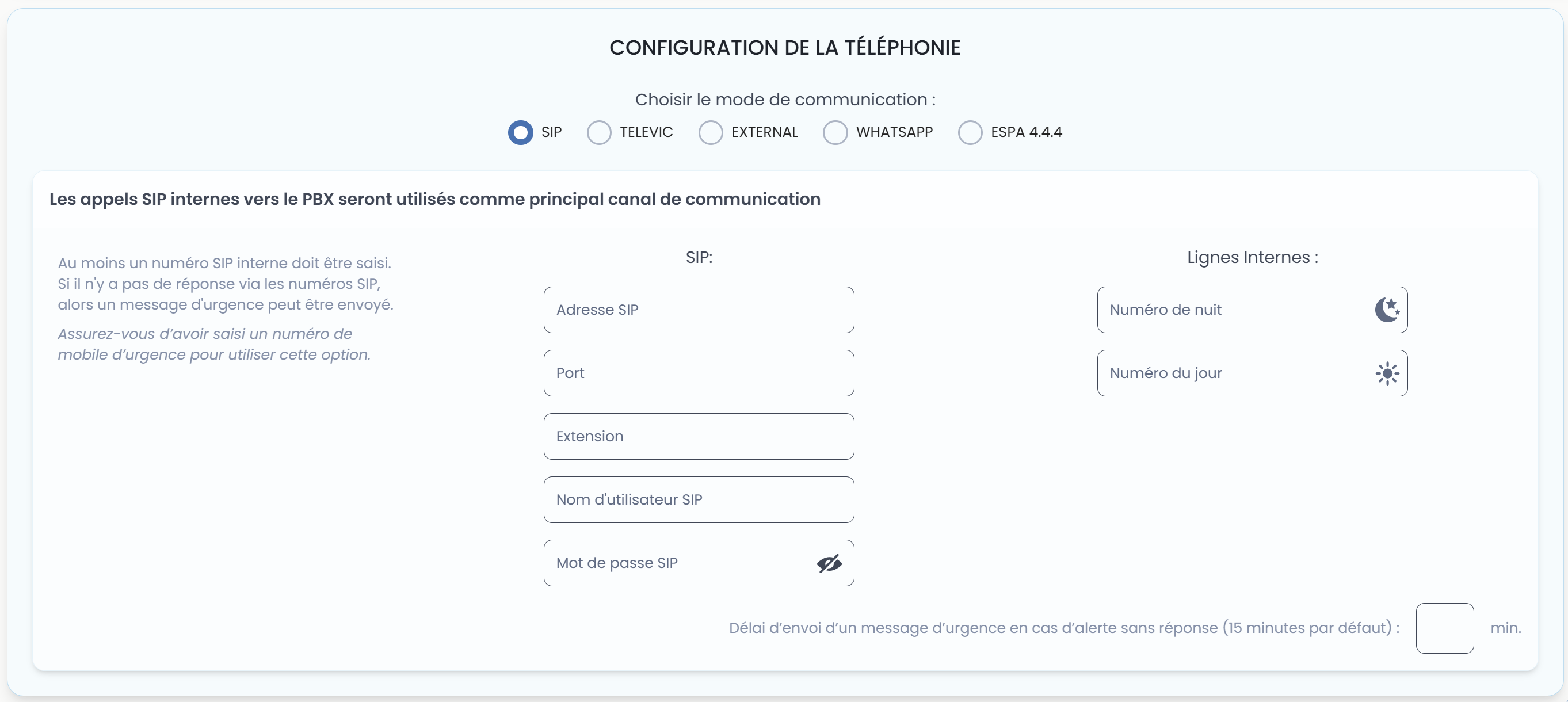 Configuration SIP WebApp