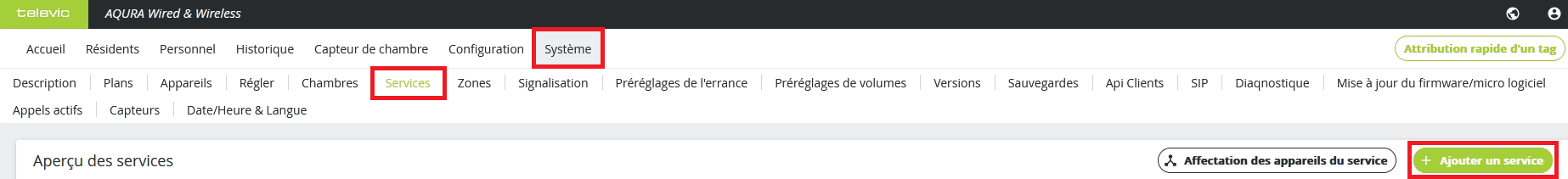 Configuration des services