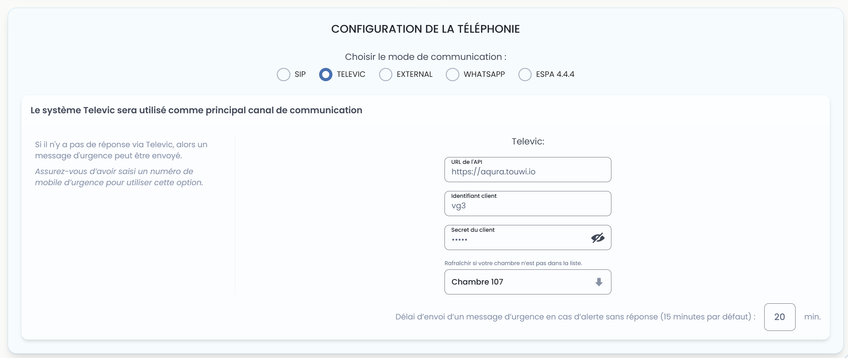 Configuration Televic