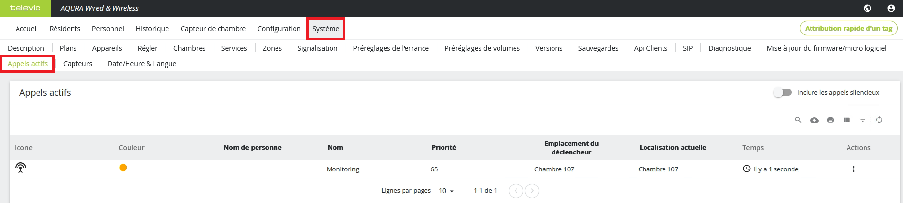 Appel actif dans AQURA